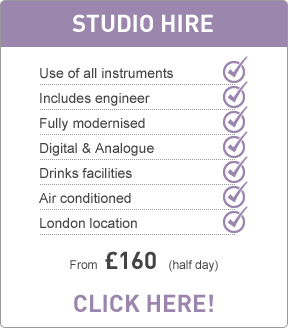 Studio hire from £160 (galf day)