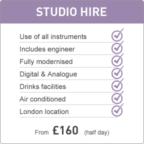 Studio hire from £160 (galf day)
